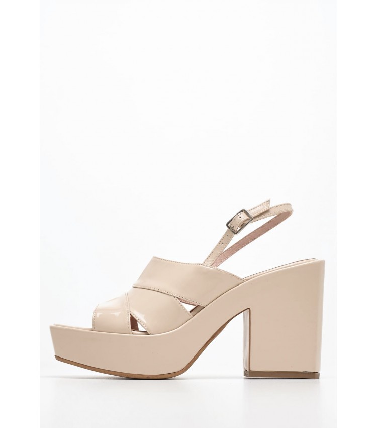 Women Sandals Palma.Pat Beige Patent Leather Kalogirou