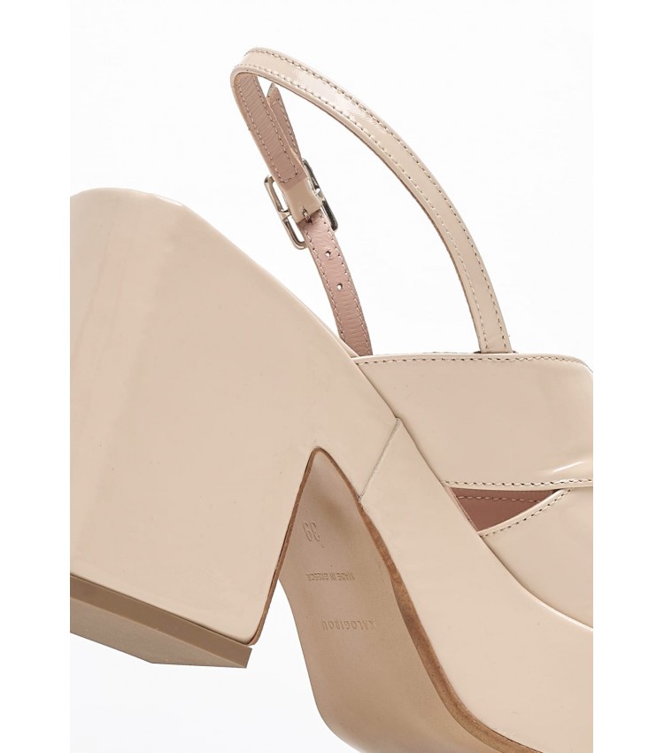 Women Sandals Palma.Pat Beige Patent Leather Kalogirou