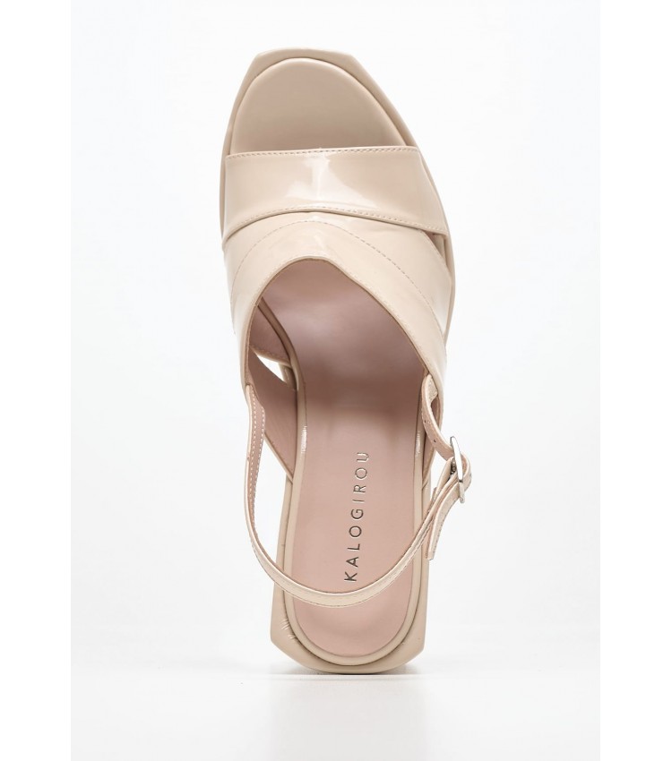 Women Sandals Palma.Pat Beige Patent Leather Kalogirou