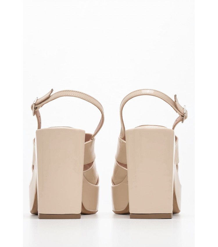 Women Sandals Palma.Pat Beige Patent Leather Kalogirou