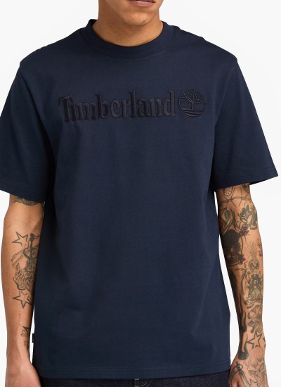 Ανδρικές Μπλούζες A2CQY Σκούρο Μπλε Βαμβάκι Timberland
