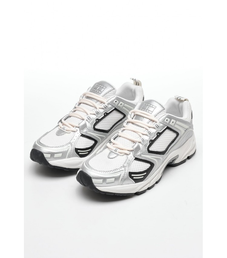 Women Casual Shoes Archive.Runner Silver ECOleather-Fabric Tommy Hilfiger