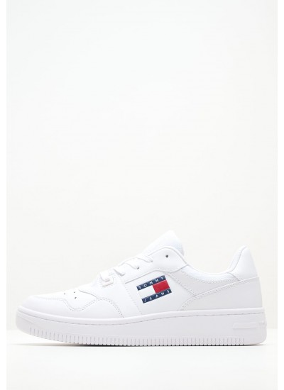 Γυναικεία Παπούτσια Casual Basket.Ess Άσπρο Δέρμα Tommy Hilfiger