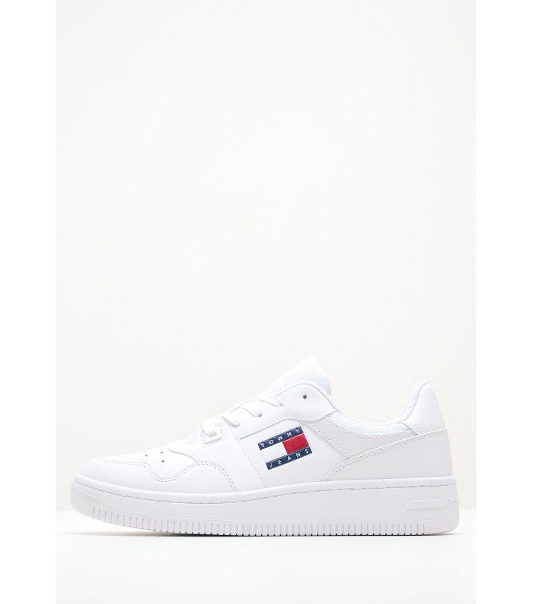 Γυναικεία Παπούτσια Casual Basket.Ess Άσπρο Δέρμα Tommy Hilfiger