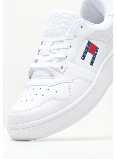 Γυναικεία Παπούτσια Casual Basket.Ess Άσπρο Δέρμα Tommy Hilfiger