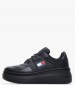 Women Casual Shoes Basket.Flatform Black Leather Tommy Hilfiger