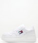 Women Casual Shoes Basket.Flatform White Leather Tommy Hilfiger