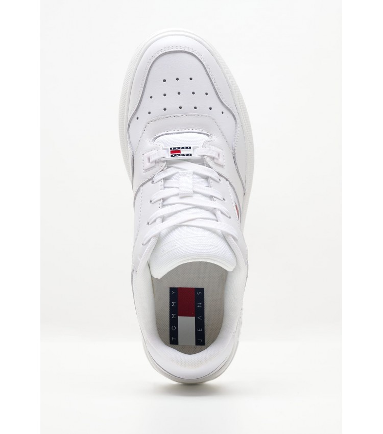 Women Casual Shoes Basket.Flatform White Leather Tommy Hilfiger