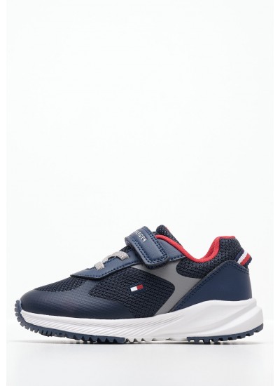 Παιδικά Παπούτσια Casual Bg.Velcro Μπλε Ύφασμα Tommy Hilfiger