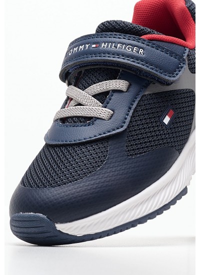 Παιδικά Παπούτσια Casual Bg.Velcro Μπλε Ύφασμα Tommy Hilfiger