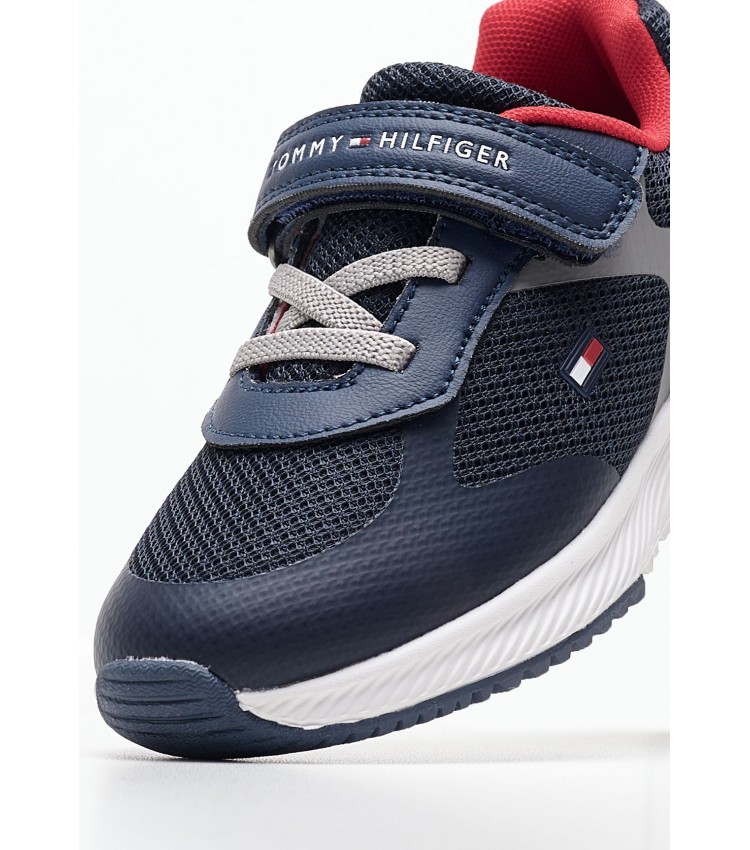 Παιδικά Παπούτσια Casual Bg.Velcro Μπλε Ύφασμα Tommy Hilfiger