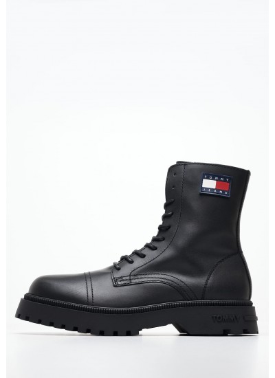 Ανδρικά Μποτάκια Boot.Smooth Μαύρο Δέρμα Tommy Hilfiger