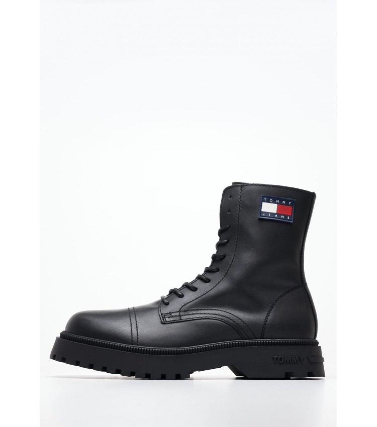 Ανδρικά Μποτάκια Boot.Smooth Μαύρο Δέρμα Tommy Hilfiger