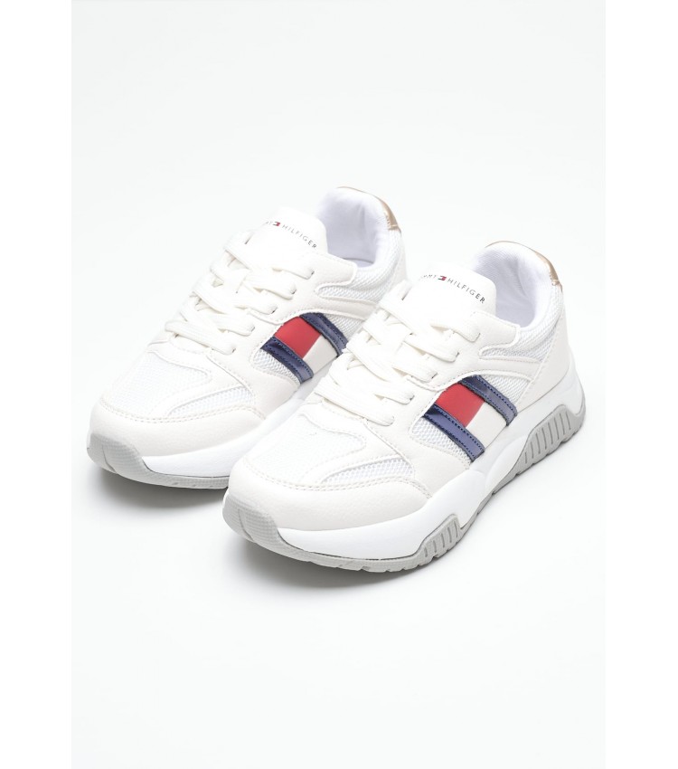 Παιδικά Παπούτσια Casual Butter.Sneaker Μπεζ ECOleather Tommy Hilfiger