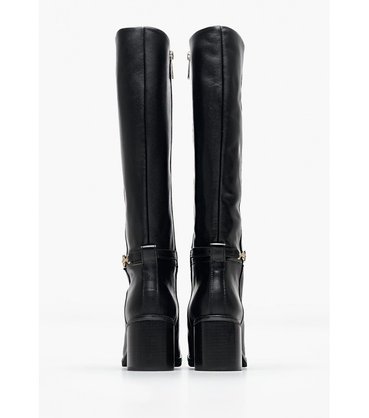 Women Boots Chain.Longboot Black Leather Tommy Hilfiger