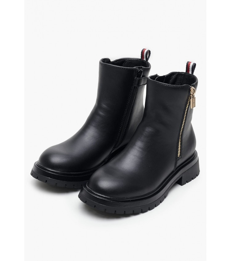 Παιδικά Μποτάκια Chelsea.Bootie Μαύρο ECOleather Tommy Hilfiger