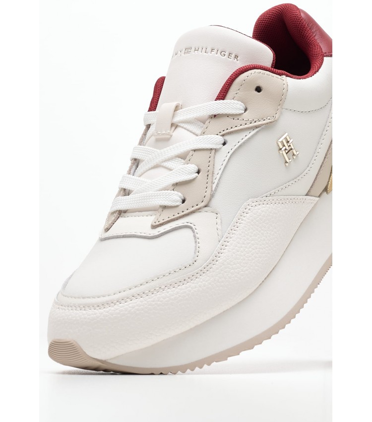 Women Casual Shoes Chic.Chunky White Leather Tommy Hilfiger