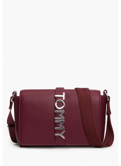 Γυναικείες Τσάντες City.Flap Μπορντό ECOleather Tommy Hilfiger