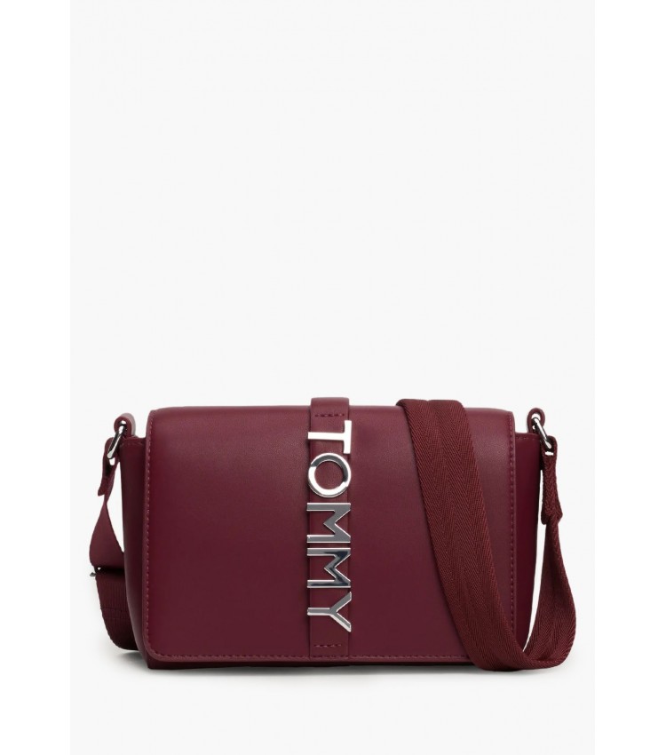 Γυναικείες Τσάντες City.Flap Μπορντό ECOleather Tommy Hilfiger