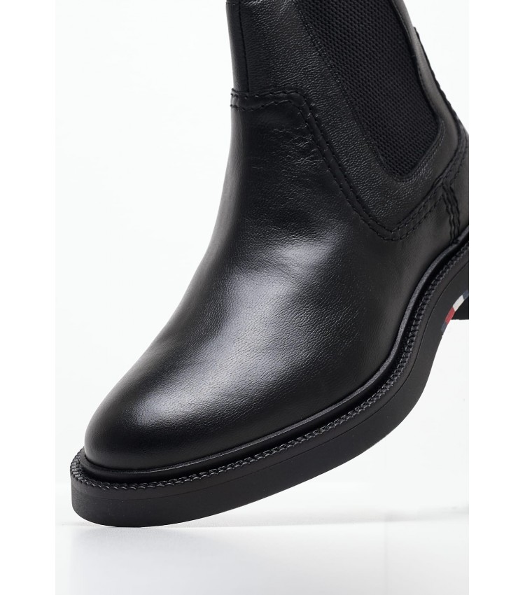 Men Boots Comfort.Chelsea Black Leather Tommy Hilfiger