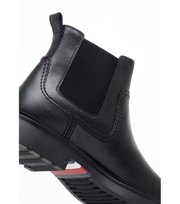 Men Boots Comfort.Chelsea Black Leather Tommy Hilfiger