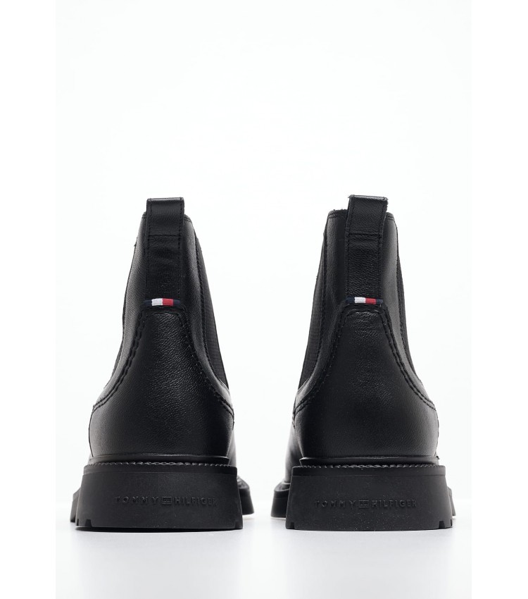 Men Boots Comfort.Chelsea Black Leather Tommy Hilfiger