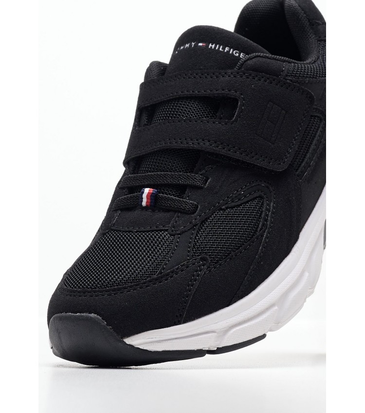 Παιδικά Παπούτσια Casual Cut.V.Sneaker Μαύρο ECOleather-Ύφασμα Tommy Hilfiger