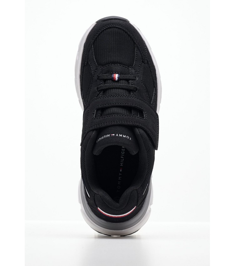 Παιδικά Παπούτσια Casual Cut.V.Sneaker Μαύρο ECOleather-Ύφασμα Tommy Hilfiger