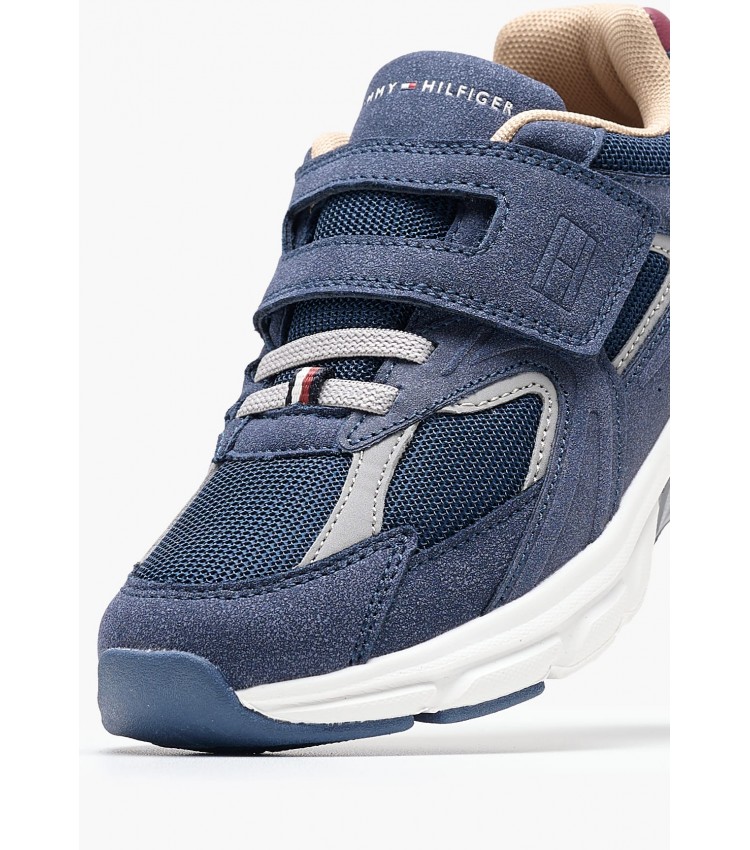 Παιδικά Παπούτσια Casual Cut.V.Sneaker Μπλε ECOleather-Ύφασμα Tommy Hilfiger