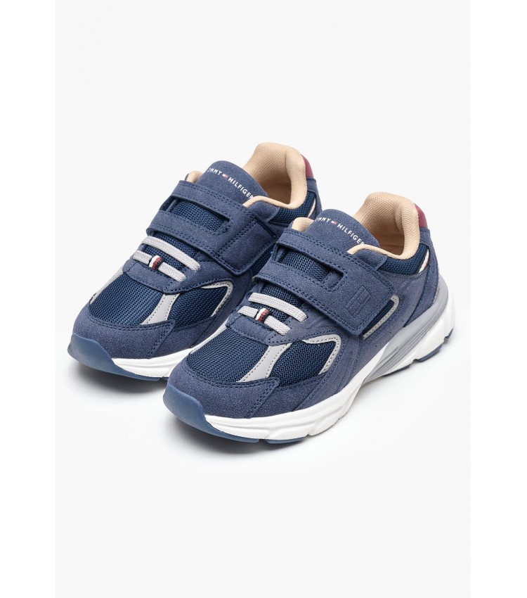 Παιδικά Παπούτσια Casual Cut.V.Sneaker Μπλε ECOleather-Ύφασμα Tommy Hilfiger