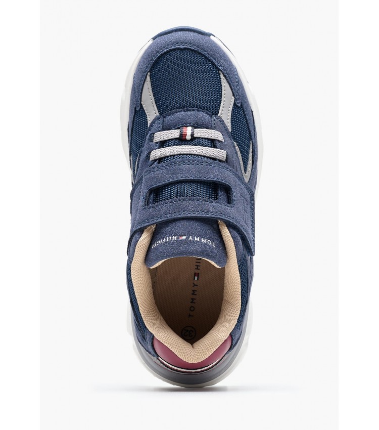 Παιδικά Παπούτσια Casual Cut.V.Sneaker Μπλε ECOleather-Ύφασμα Tommy Hilfiger