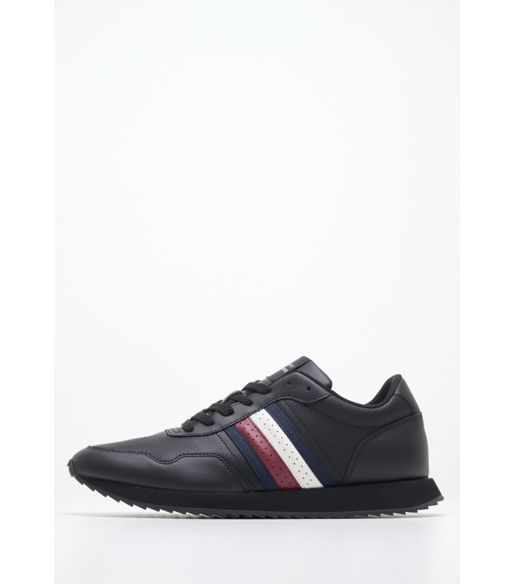 Men Casual Shoes Ess.Runner Black Leather Tommy Hilfiger