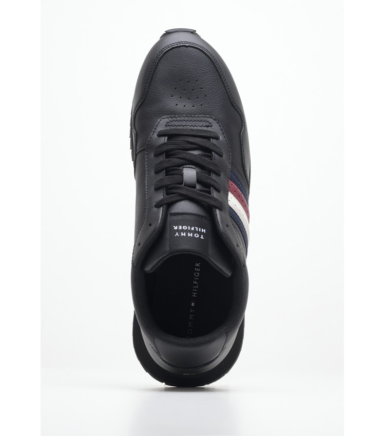 Ανδρικά Παπούτσια Casual Ess.Runner Μαύρο Δέρμα Tommy Hilfiger