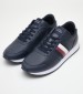 Men Casual Shoes Ess.Runner Blue Leather Tommy Hilfiger