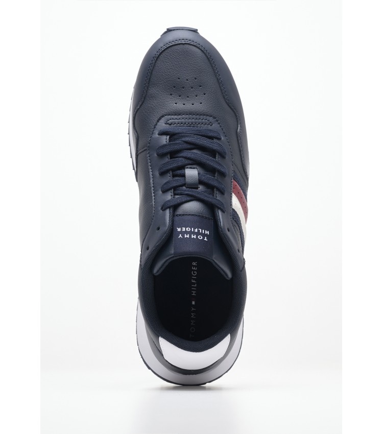 Men Casual Shoes Ess.Runner Blue Leather Tommy Hilfiger