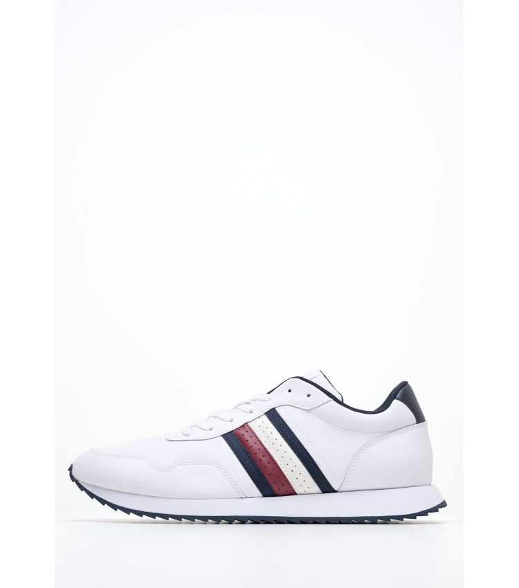 Men Casual Shoes Ess.Runner White Leather Tommy Hilfiger