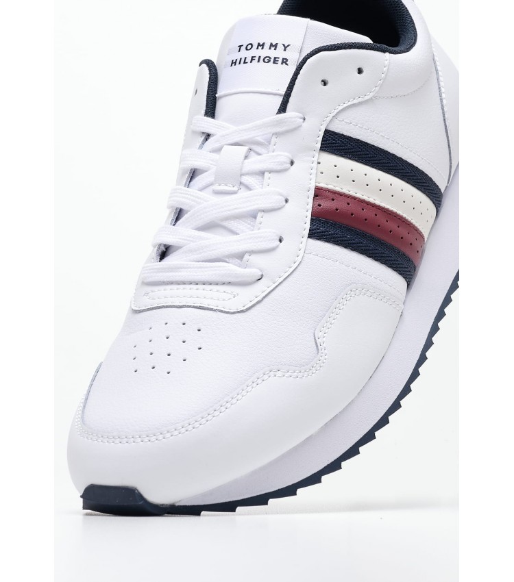 Men Casual Shoes Ess.Runner White Leather Tommy Hilfiger