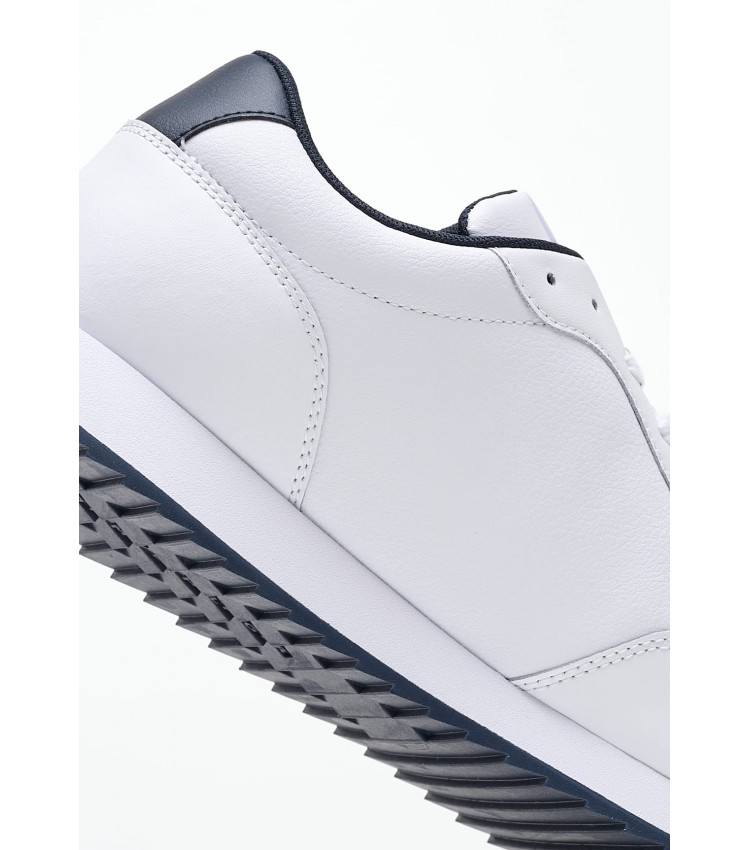 Men Casual Shoes Ess.Runner White Leather Tommy Hilfiger