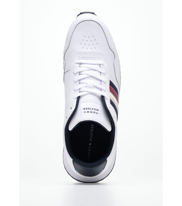 Men Casual Shoes Ess.Runner White Leather Tommy Hilfiger