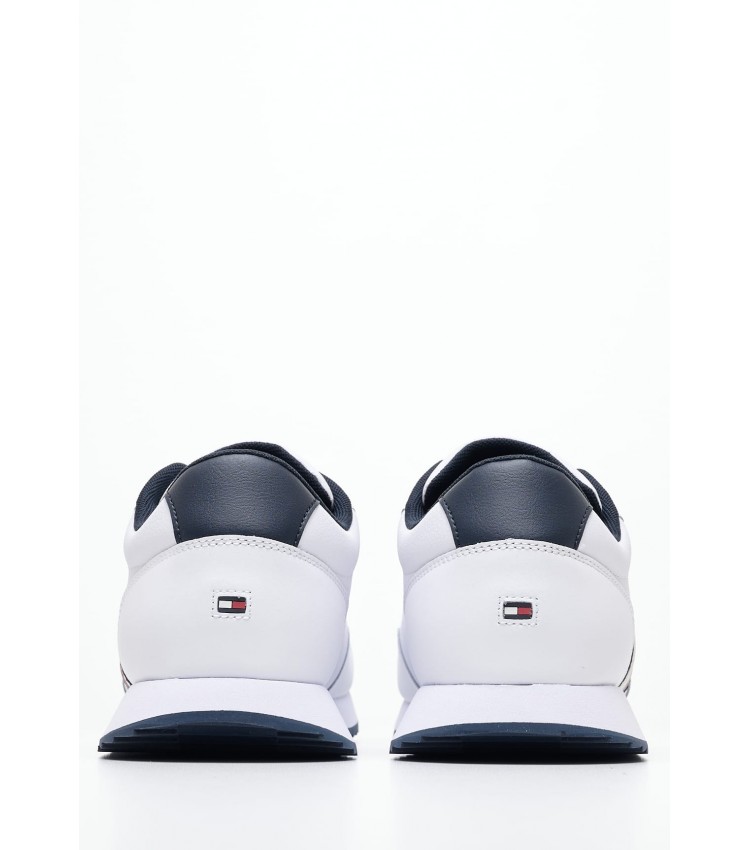 Men Casual Shoes Ess.Runner White Leather Tommy Hilfiger