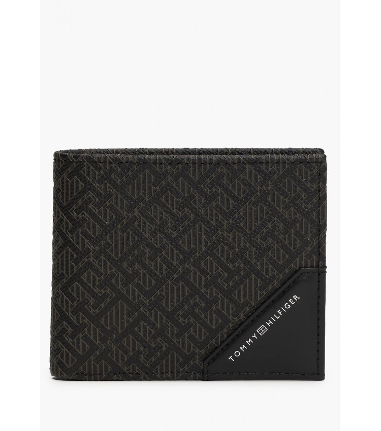 Men Wallets Extra.Monogram Black Leather Tommy Hilfiger