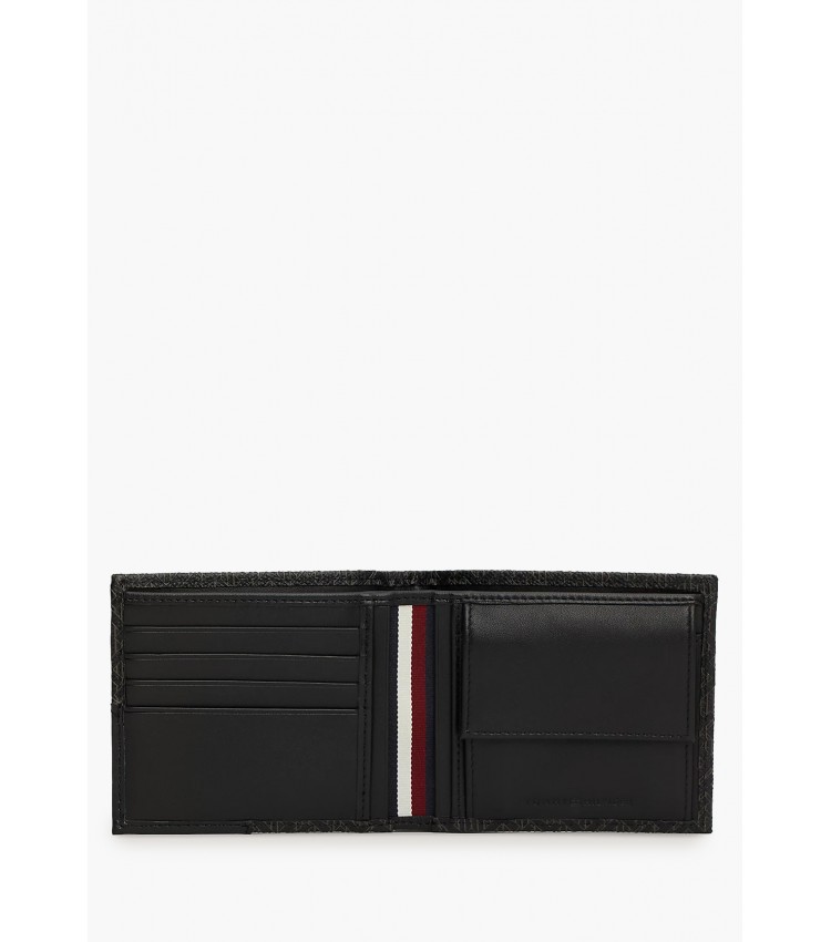 Men Wallets Extra.Monogram Black Leather Tommy Hilfiger