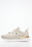 Women Casual Shoes Feminine.Runner Beige Leather Tommy Hilfiger