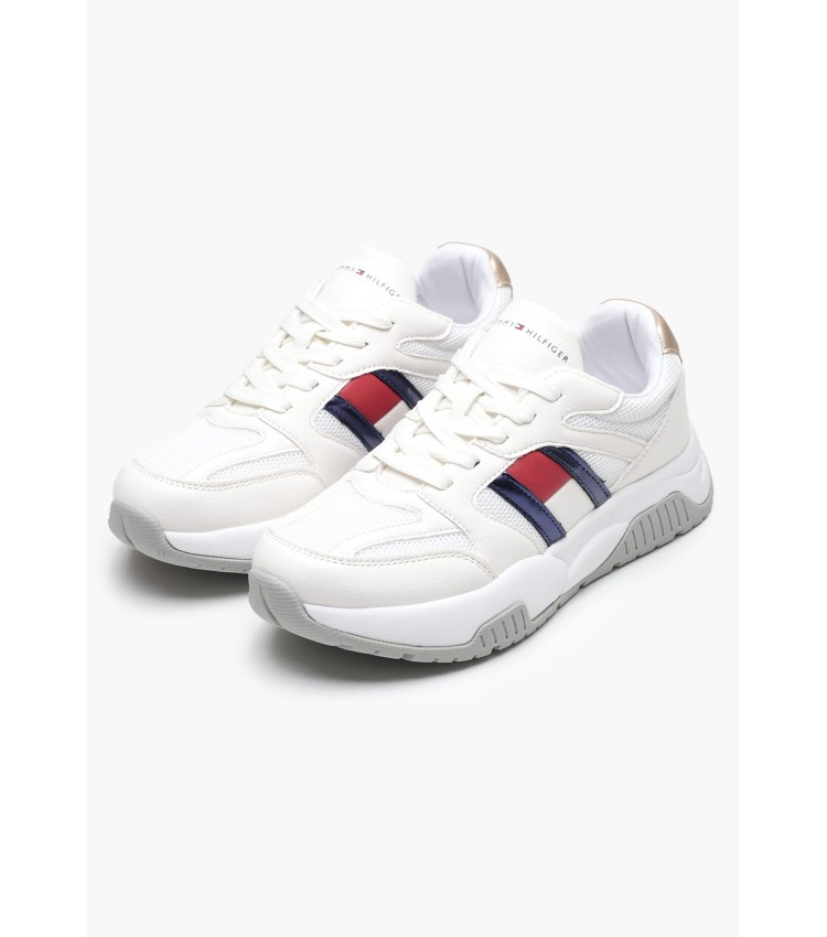 Παιδικά Παπούτσια Casual Flag.Silver Άσπρο ECOleather-Ύφασμα Tommy Hilfiger