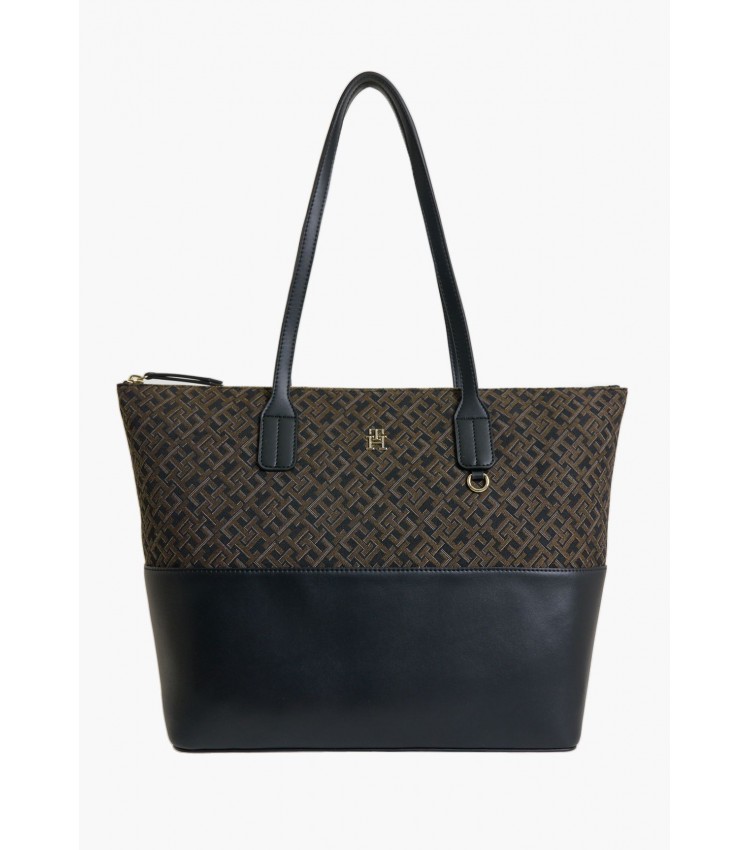 Γυναικείες Τσάντες Jacquard.Tote Μαύρο ECOleather-Ύφασμα Tommy Hilfiger