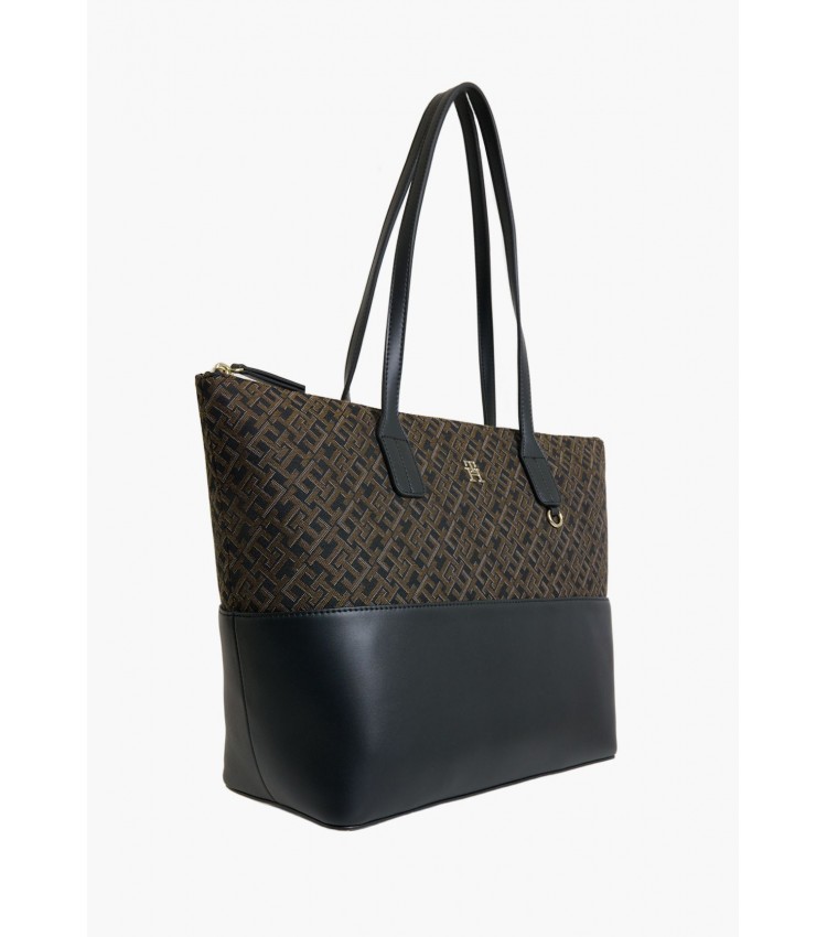 Γυναικείες Τσάντες Jacquard.Tote Μαύρο ECOleather-Ύφασμα Tommy Hilfiger