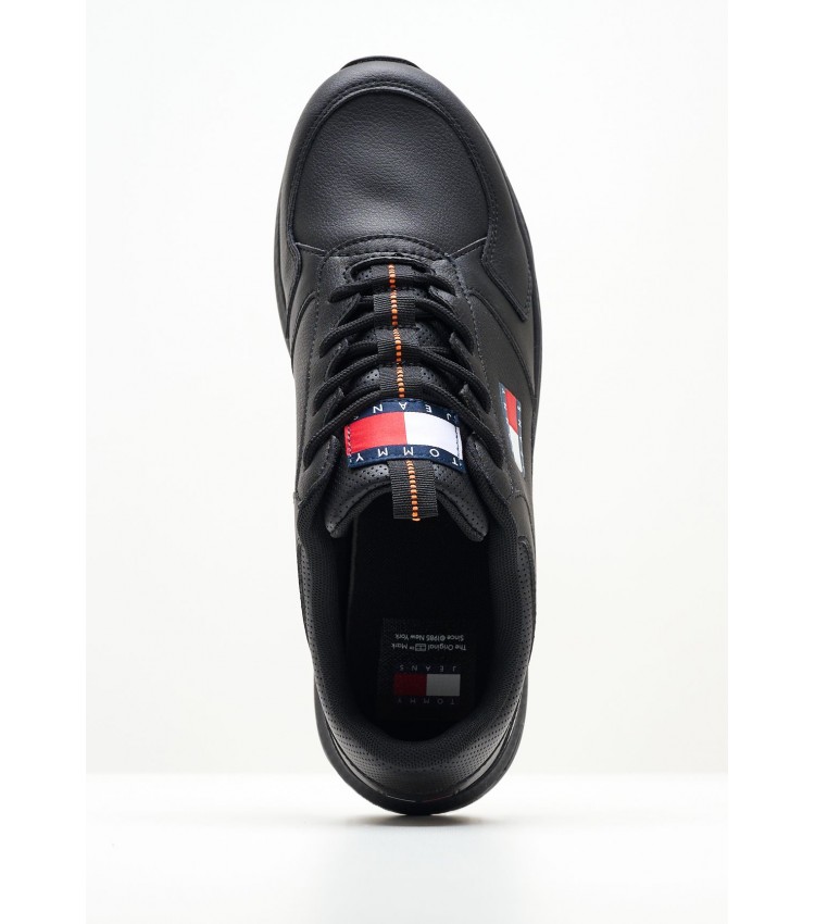 Men Casual Shoes Jeans.Flexi Black Leather Tommy Hilfiger