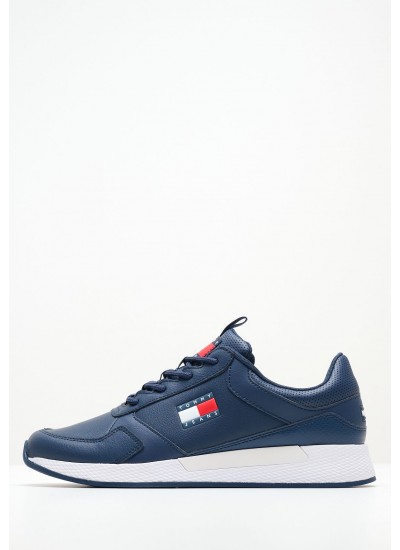 Men Casual Shoes Jeans.Flexi Blue Leather Tommy Hilfiger