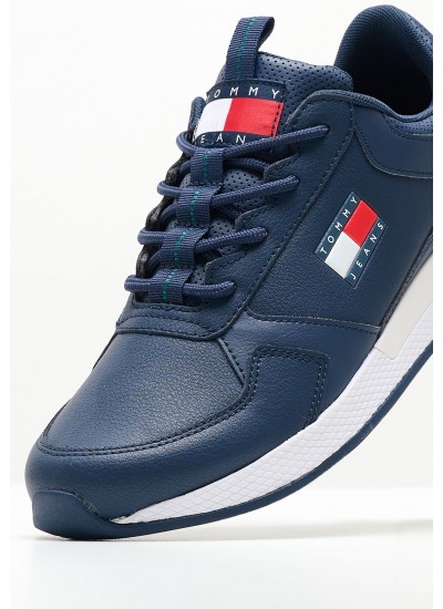 Men Casual Shoes Jeans.Flexi Blue Leather Tommy Hilfiger