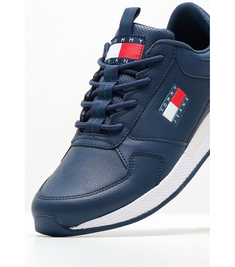 Men Casual Shoes Jeans.Flexi Blue Leather Tommy Hilfiger